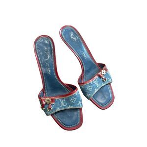Louis Vuitton Women's Denim with Red Accent Sandal